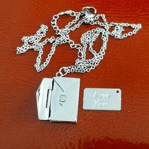 I Love You Letter Envelope Women's Necklace. Stainless Steel. New